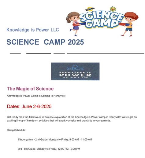 Science camp 2025, 305 North Ferguson /PO Box 298, Henryville, IN ...