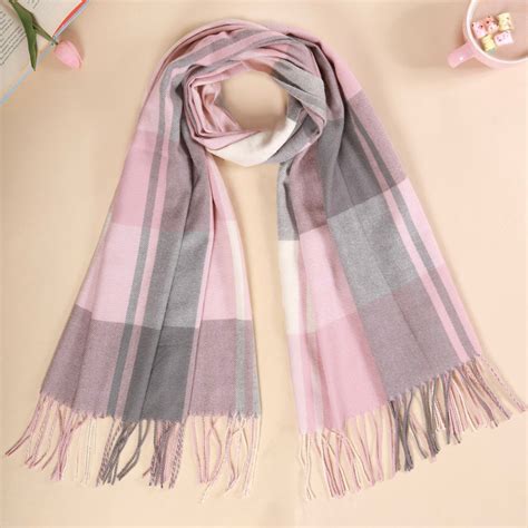 Plaid Pink And Grey Blanket Scarf Online - Premium Scarf | Nestasia