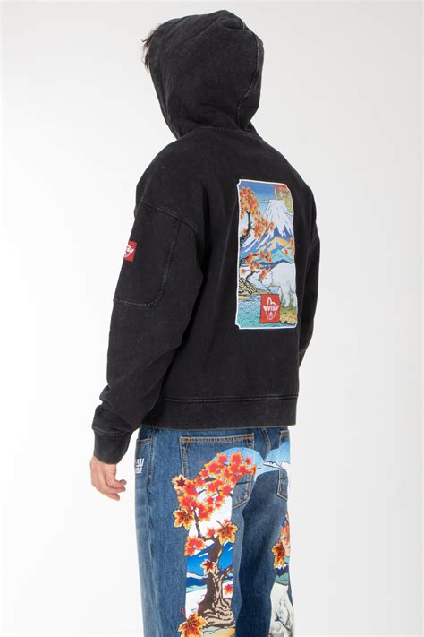 MOOSE KNUCKLES x Evisu Loose Fit Embroidered Cotton French Terry Hoodie ...