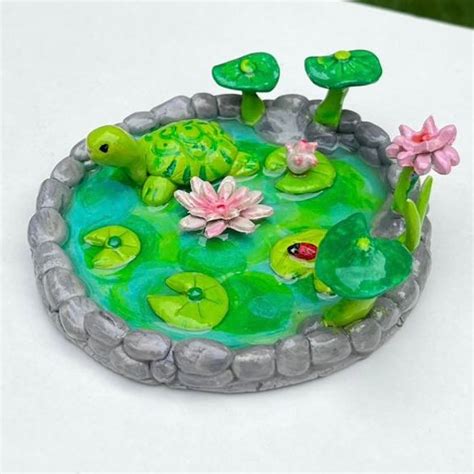 Handmade Tortoise Pond Clay Trinket – Ring Tray Cum Decor – Maeri