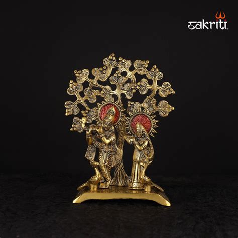 Aluminium Radha Krishna Tree with Base – 8.8 Inch Height | Krishna Tre ...