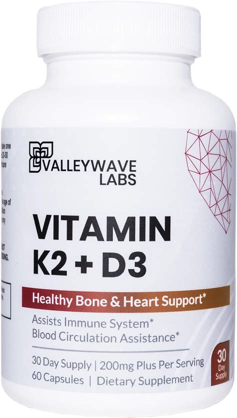 Amazon.com: Valleywave Labs Vitamin D3 K2 Capsules - 2-in-1 Vitamin K2 ...
