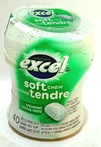Wrigley's Excel Soft Chew Spearmint Sugar-Free Gum, 40 Pieces, 2.82 oz ...