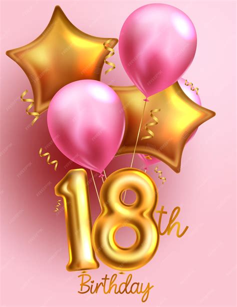 Premium Vector | Birthday 18th balloon vector poster design. Happy 18 ...