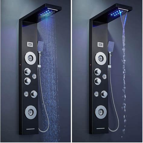 Buy ROVOGO LED Shower Panel Tower System with Rainfall Waterfall Shower ...