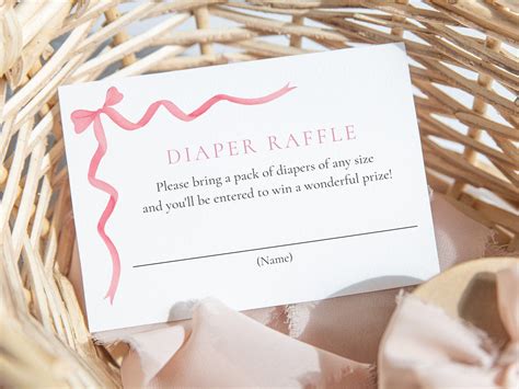 Pink Bow Baby Girl Diaper Raffle Card, Baby Shower Bring a Pack of ...