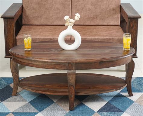 Buy Online Denmark Sheesham Wood Oval Coffee Table