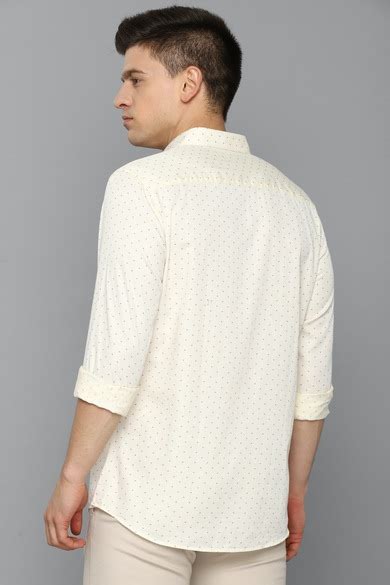 Buy Men Cream Slim Fit Print Full Sleeves Casual Shirts Online - 747825 ...