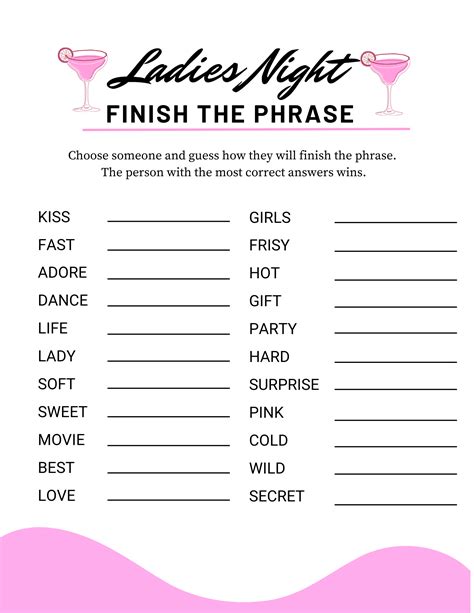 Ladies Night Out Printable Party Games Adult Sleepover Games Ladies ...