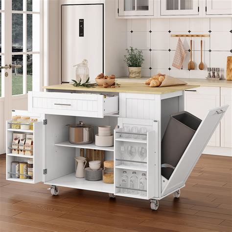 Amazon.com: OtterOasis Kitchen Island with Storage, 31.5" D Rolling ...