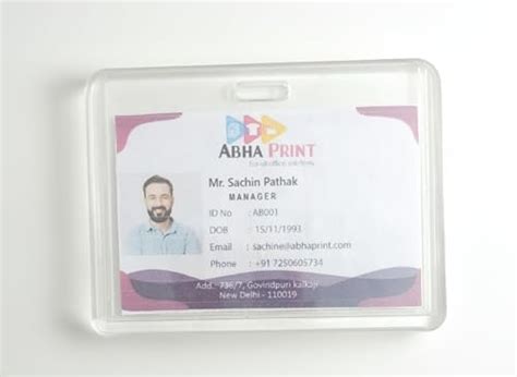 ABHA PRINT Hard Transparent Office Badge Holder, Horizontal Style Badge ...