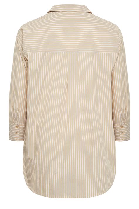 LIMITED COLLECTION Plus Size Natural Brown Striped Shirt | Yours Clothing