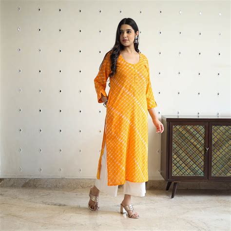 Tie-Dye Cotton Straight Leheriya Kurta