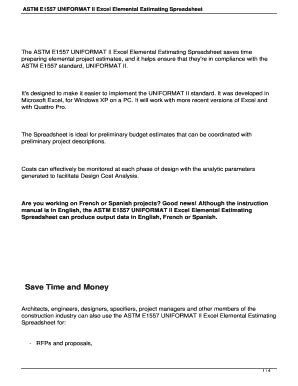 Uniformat Ii Excel - Fill and Sign Printable Template Online