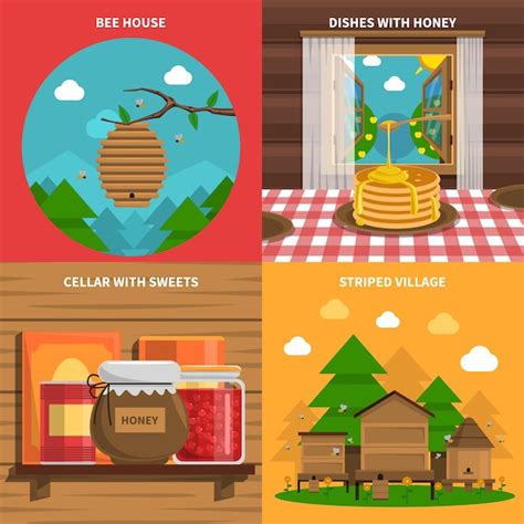 Honig-Konzept-Icons Set | Kostenlose Vektor