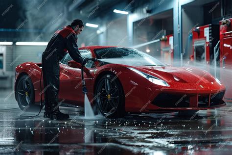 Premium Photo | Car wash expert using water pressure washer