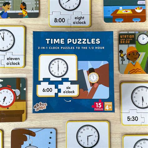 Time Puzzles - Telling Time to the Half Hour Learning Clock Puzzles ...