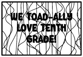 WE TOAD-ALLY LOVE TENTH GRADE! Back to School Tenth Grade Coloring ...