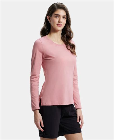 Buy Super Combed Cotton Rich Relaxed Fit Solid Round Neck Full Sleeve T ...