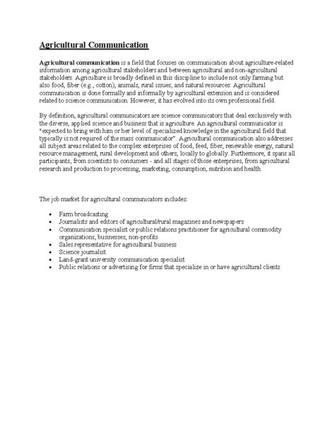 Agricultural Communication: Bridging Stakeholders in Agri-Science - Studocu