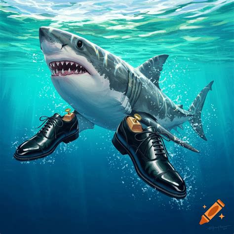 Cartoon shark wearing blue Nike sneakers running on a beach near the ...