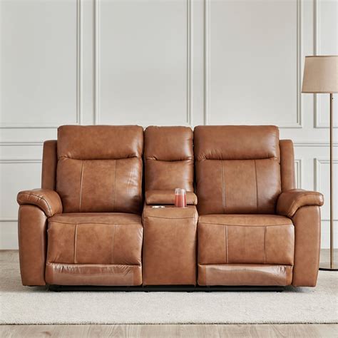 Buy Nevil Half Leather 2-Seater Electric Recliner - Tan from Home ...