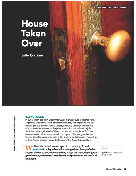 House Taken Over TEXT - meeeee - ANCHOR TEXT SHORT STORY House Taken ...