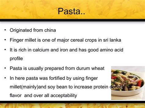Finger millet Pasta | PPT