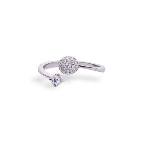 Sparkling Diamond Ball Ring – LIORA - 925 Silver Jewellery