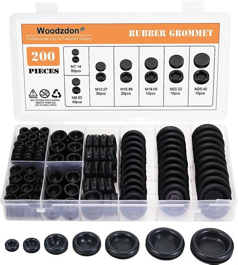 Buy Woodzdon 200 Pcs Rubber Grommet Assortment 7 Sizes Sheet Metal Auto ...