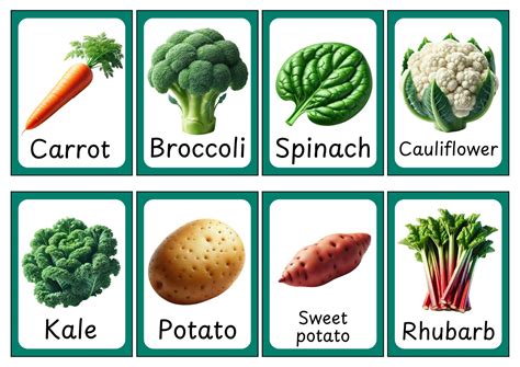 24 Vegetable Flashcards (Free to Print!) - Teach Prints