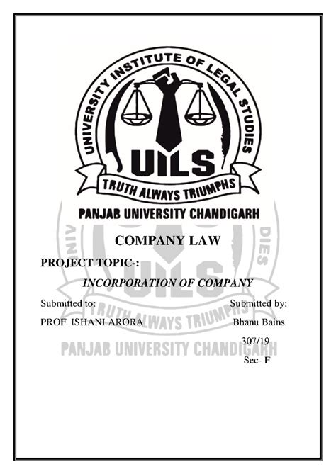 Incorporation of Companies: Key Insights for Law (Bhanubains-307) - Studocu