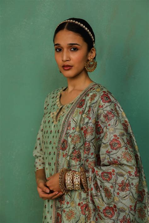 Pastel Green Chanderi Suit Set | HER-294 – Heritage Official