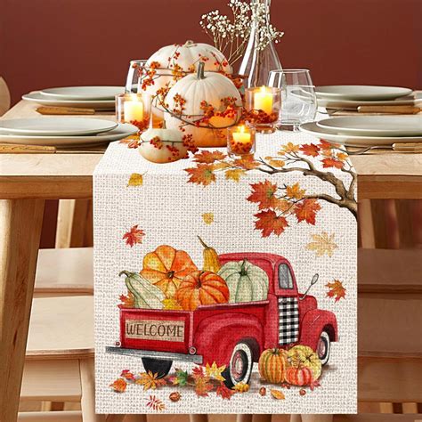 The Holiday Aisle® Fall Table Runner Long, Hello Fall Gnomes Burlap ...