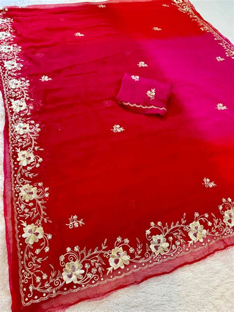Luxury Traditional Pure Chiffon Saree With kasab Work – Krishna Saree
