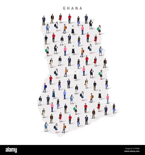 Ghana population map. Large group of people in a shape of Ghanaian map. Flat vector illustration ...