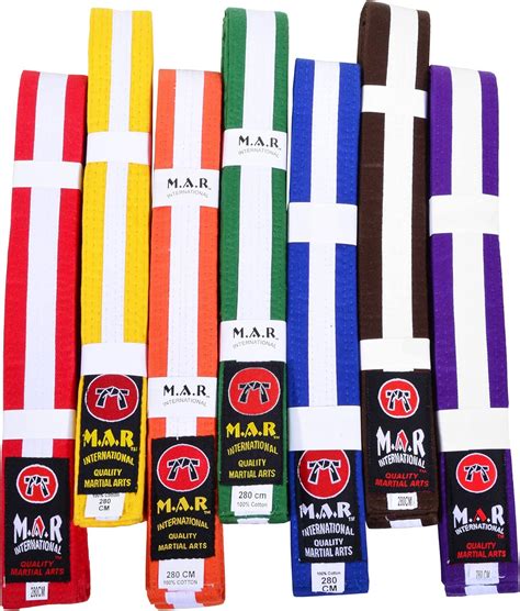 MAR | Black/Red Martial Arts Belt, Striped Ranking Belt - 100% Cotton ...