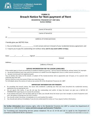 Breach Notice for Non-payment of Rent - Blank Fillable Template | Fill ...