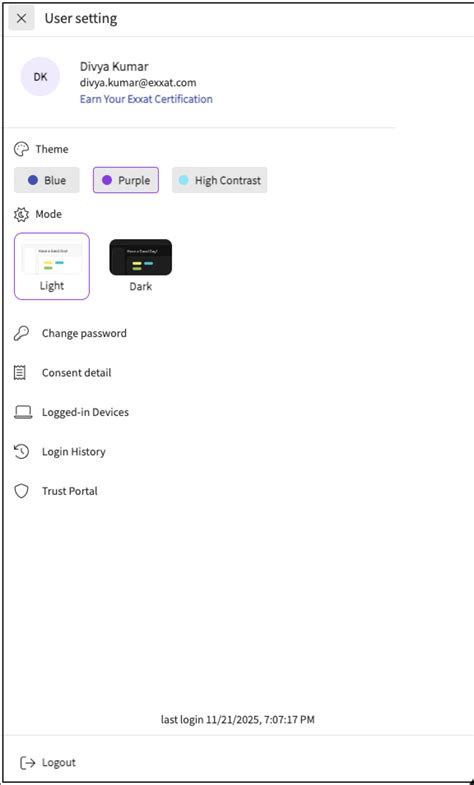 Using User Settings: Administrators – Exxat