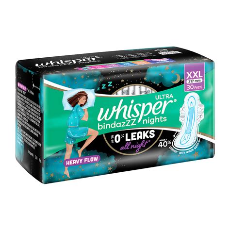 Buy Whisper Bindazzz Ultra Nights Sanitary Pads XXL, 30 Count | 19 ...