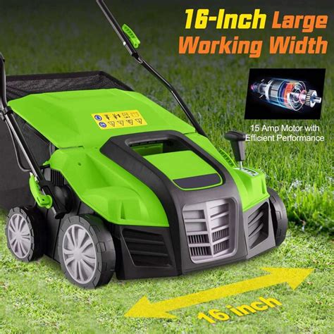 Costway 16-Inch Electric Dethatcher and Scarifier 15A 2-In-1 Lawn ...