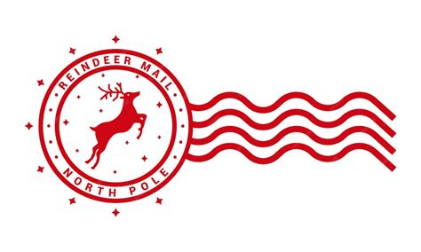 Premium Vector | Reindeer mail - north pole. round stamp design ...