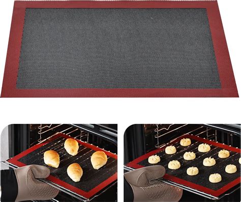 KitchenRaku Perforated Silicone Baking Mat, 15.7"x11.8" Reusable ...