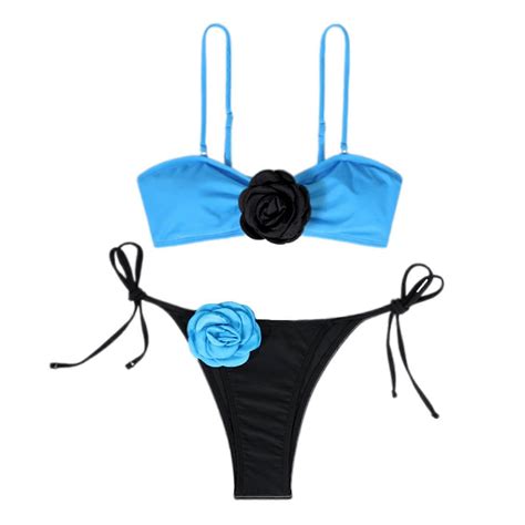 3D Flower Decoration Swimsuit for Women, Two Pieces Bathing Suit ...