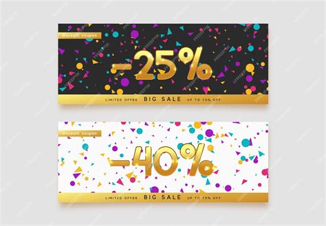 Premium Vector | Discount voucher template design with colorful ...
