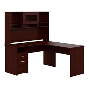 Bush Furniture Cabot 60W L Shaped Computer Desk with Hutch and Drawers ...
