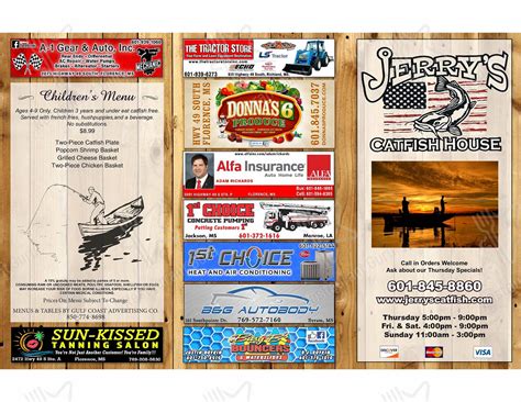 Menu at Jerry's Catfish House restaurant, Florence