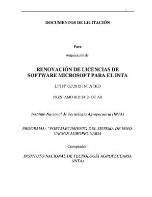 Completable En línea online inta gov RENOVACIN DE LICENCIAS DE SOFTWARE ...