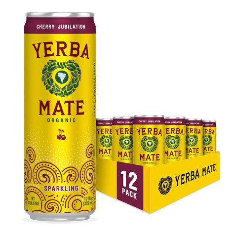 Amazon.com: Yerba Madre Organic Sparkling Yerba Mate, Cherry Jubilation ...