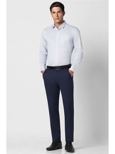 Buy Peter England Men Blue Slim Fit Formal Full Sleeves Formal Shirt Online